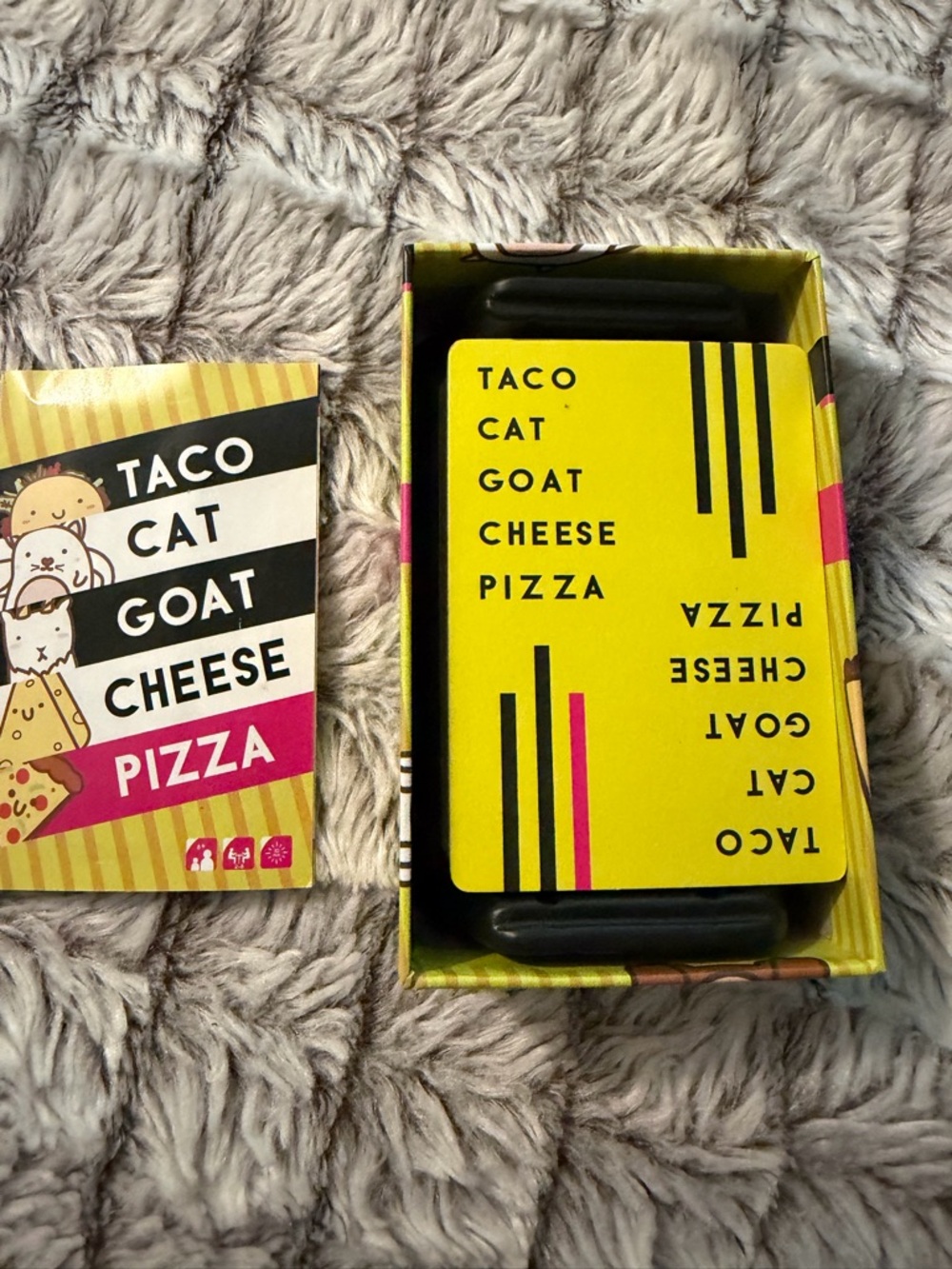 Taco Cat Goat Cheese Pizza Card Game - Bright Yellow Box